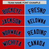 Custom Red Powder Blue Split Fashion Coconut Tree Design Authentic Baseball Jersey