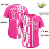 Custom Pink White Split Fashion Coconut Tree Design Authentic Baseball Jersey