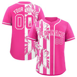 Custom Pink White Split Fashion Coconut Tree Design Authentic Baseball Jersey