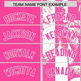 Custom Pink White Split Fashion Coconut Tree Design Authentic Baseball Jersey