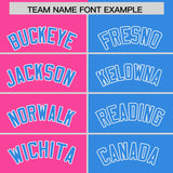 Custom Pink Powder Blue Split Fashion Coconut Tree Design Authentic Baseball Jersey