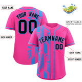 Custom Pink Powder Blue Split Fashion Coconut Tree Design Authentic Baseball Jersey