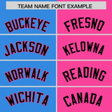 Custom Powder Blue Pink Split Fashion Coconut Tree Design Authentic Baseball Jersey