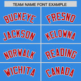 Custom Powder Blue Red Split Fashion Coconut Tree Design Authentic Baseball Jersey