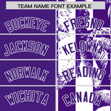 Custom Purple White Split Fashion Coconut Tree Design Authentic Baseball Jersey