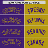 Custom Purple Old Gold Split Fashion Coconut Tree Design Authentic Baseball Jersey