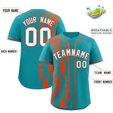 Custom Aqua Orange Split Fashion Coconut Tree Design Authentic Baseball Jersey