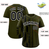 Custom Olive Black Split Fashion Coconut Tree Design Authentic Baseball Jersey