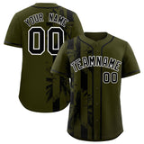 Custom Olive Black Split Fashion Coconut Tree Design Authentic Baseball Jersey
