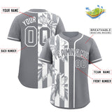 Custom Gray White Split Fashion Coconut Tree Design Authentic Baseball Jersey