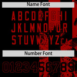 Custom Black Red Split Fashion Coconut Tree Design Authentic Baseball Jersey