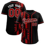 Custom Black Red Split Fashion Coconut Tree Design Authentic Baseball Jersey