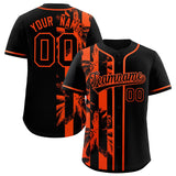 Custom Black Orange Split Fashion Coconut Tree Design Authentic Baseball Jersey