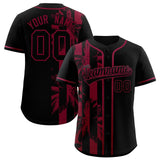 Custom Black Crimson Split Fashion Coconut Tree Design Authentic Baseball Jersey