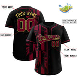 Custom Black Crimson Split Fashion Coconut Tree Design Authentic Baseball Jersey