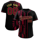Custom Black Crimson Split Fashion Coconut Tree Design Authentic Baseball Jersey