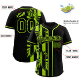 Custom Black Neon Green Split Fashion Coconut Tree Design Authentic Baseball Jersey