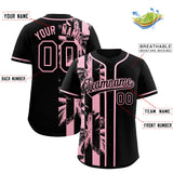 Custom Black Light Pink Split Fashion Coconut Tree Design Authentic Baseball Jersey