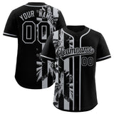 Custom Black Gray Split Fashion Coconut Tree Design Authentic Baseball Jersey