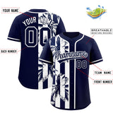 Custom Navy White Split Fashion Coconut Tree Design Authentic Baseball Jersey