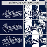 Custom Navy White Split Fashion Coconut Tree Design Authentic Baseball Jersey