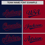 Custom Navy Red Split Fashion Coconut Tree Design Authentic Baseball Jersey