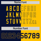 Custom Navy Yellow Split Fashion Coconut Tree Design Authentic Baseball Jersey