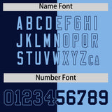 Custom Navy Powder Blue Split Fashion Coconut Tree Design Authentic Baseball Jersey