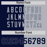 Custom Navy Gray Split Fashion Coconut Tree Design Authentic Baseball Jersey