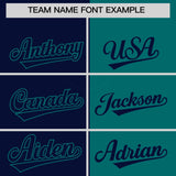 Custom Navy Aqua Split Fashion Coconut Tree Design Authentic Baseball Jersey