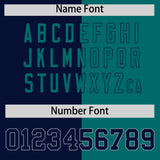 Custom Navy Aqua Split Fashion Coconut Tree Design Authentic Baseball Jersey