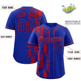 Custom Royal Red Split Fashion Coconut Tree Design Authentic Baseball Jersey