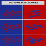 Custom Royal Red Split Fashion Coconut Tree Design Authentic Baseball Jersey