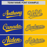 Custom Royal Yellow Split Fashion Coconut Tree Design Authentic Baseball Jersey