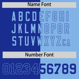 Custom Royal Powder Blue Split Fashion Coconut Tree Design Authentic Baseball Jersey