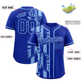 Custom Royal Powder Blue Split Fashion Coconut Tree Design Authentic Baseball Jersey