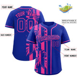 Custom Royal Pink Split Fashion Coconut Tree Design Authentic Baseball Jersey
