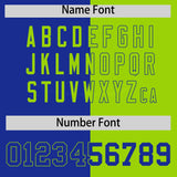 Custom Royal Neon Green Split Fashion Coconut Tree Design Authentic Baseball Jersey