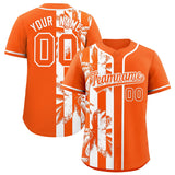 Custom Orange White Split Fashion Coconut Tree Design Authentic Baseball Jersey