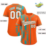 Custom Orange Aqua Split Fashion Coconut Tree Design Authentic Baseball Jersey