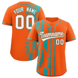 Custom Orange Aqua Split Fashion Coconut Tree Design Authentic Baseball Jersey