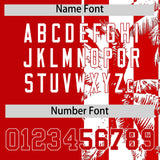 Custom Red White Split Fashion Coconut Tree Design Authentic Baseball Jersey