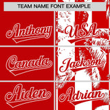 Custom Red White Split Fashion Coconut Tree Design Authentic Baseball Jersey