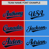 Custom Red Powder Blue Split Fashion Coconut Tree Design Authentic Baseball Jersey