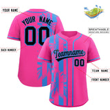 Custom Pink Powder Blue Split Fashion Coconut Tree Design Authentic Baseball Jersey