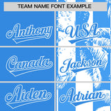 Custom Powder Blue White Split Fashion Coconut Tree Design Authentic Baseball Jersey