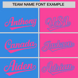 Custom Powder Blue Pink Split Fashion Coconut Tree Design Authentic Baseball Jersey