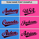 Custom Powder Blue Pink Split Fashion Coconut Tree Design Authentic Baseball Jersey