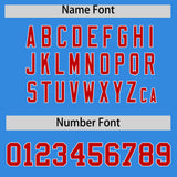 Custom Powder Blue Red Split Fashion Coconut Tree Design Authentic Baseball Jersey