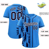 Custom Powder Blue Navy Split Fashion Coconut Tree Design Authentic Baseball Jersey